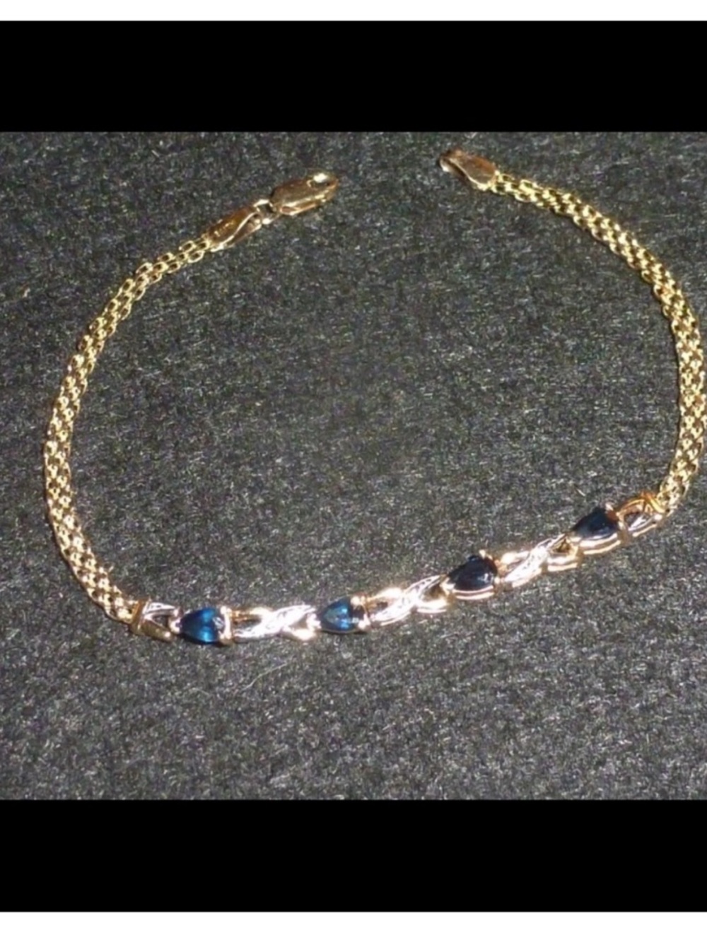 10k Solid Gold Sapphire and Diamond Accents Tennis Bracelet